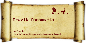 Mravik Annamária névjegykártya